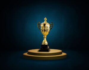 Gold trophy on pedestal